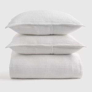QUINCE Organic Ribbed Cotton Coverlet Set Full/Queen White 4556